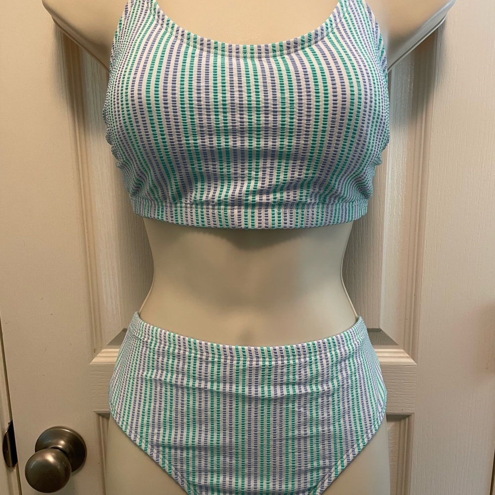 Xhilaration Green, Blue and White Bikini with Modern Athletic Style